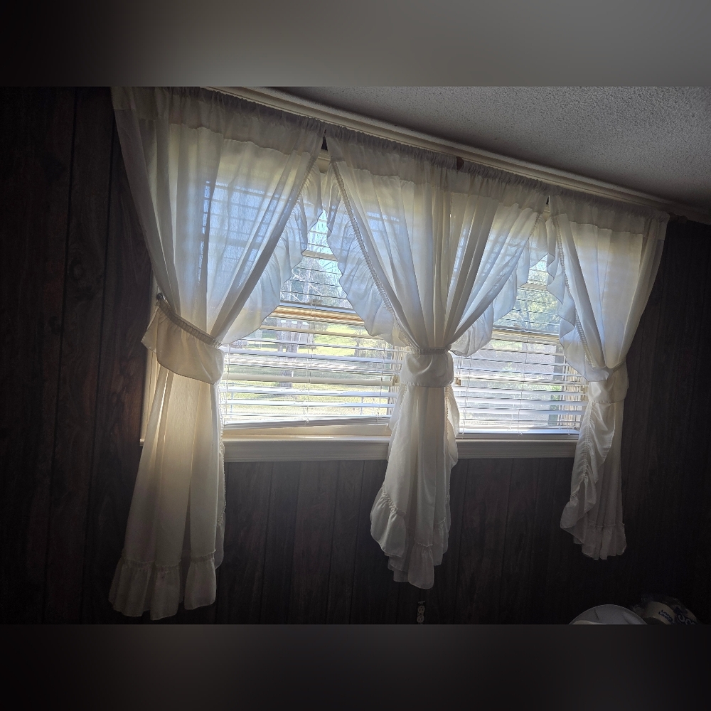 Vintage 1980's Set Of 4 Curtains